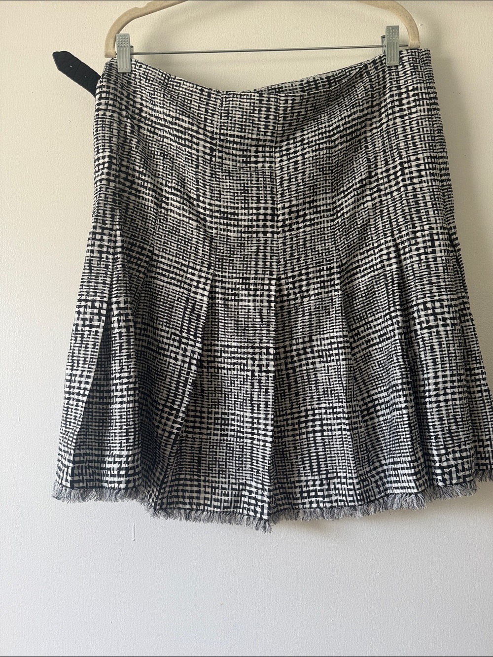 Burberry Black and White Fringe Wrap A-Line Skirt - Picture 3 of 6
